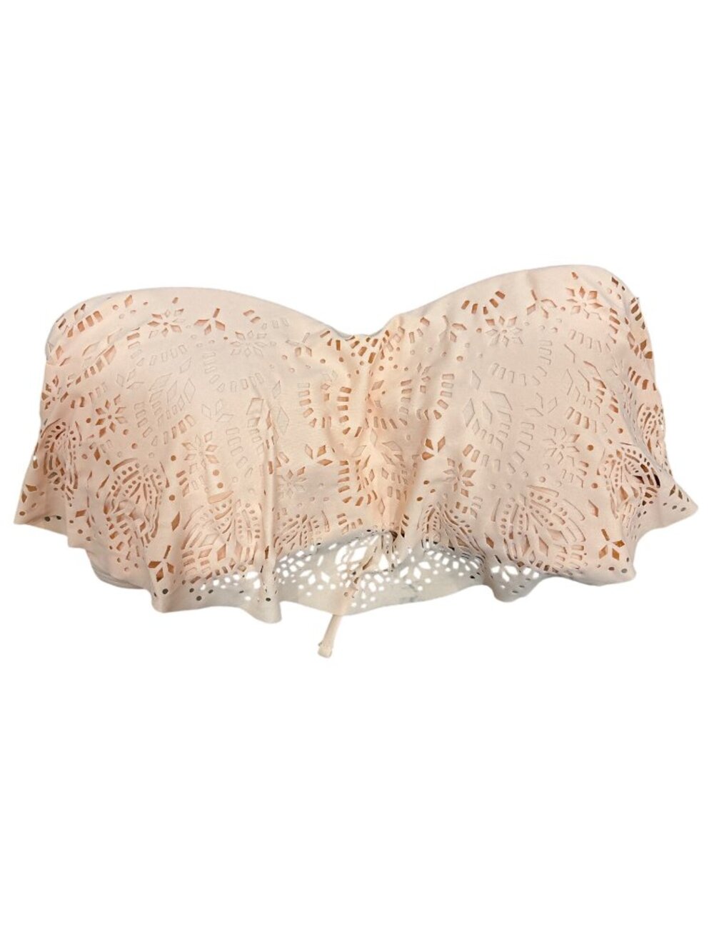 Xhilaration XL Peach Laser-Cut Padded Bandeau Bikini Top Soft Girl Whimsical